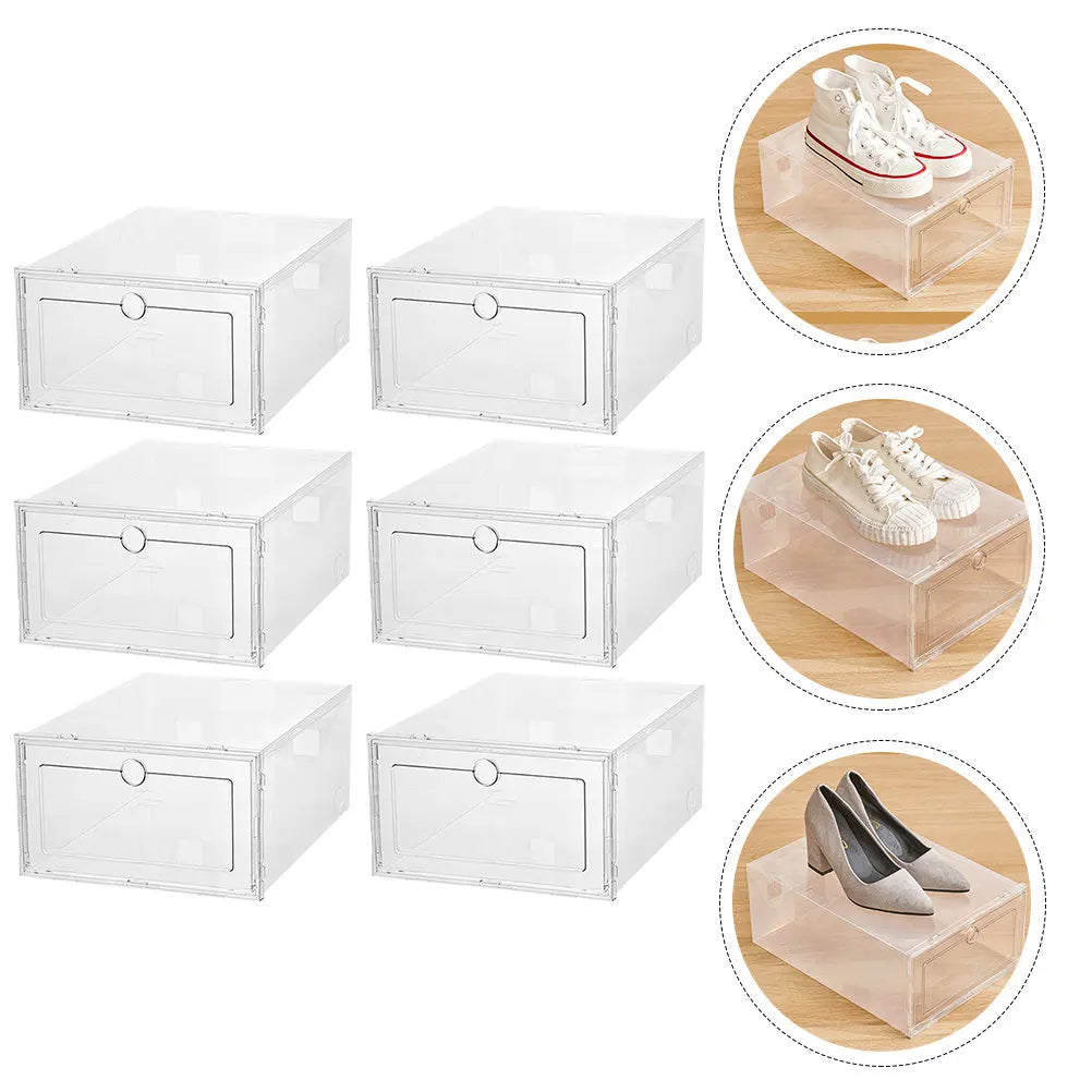 Transparent Shoes Box Plastic Storage Container Sturdy Stackable