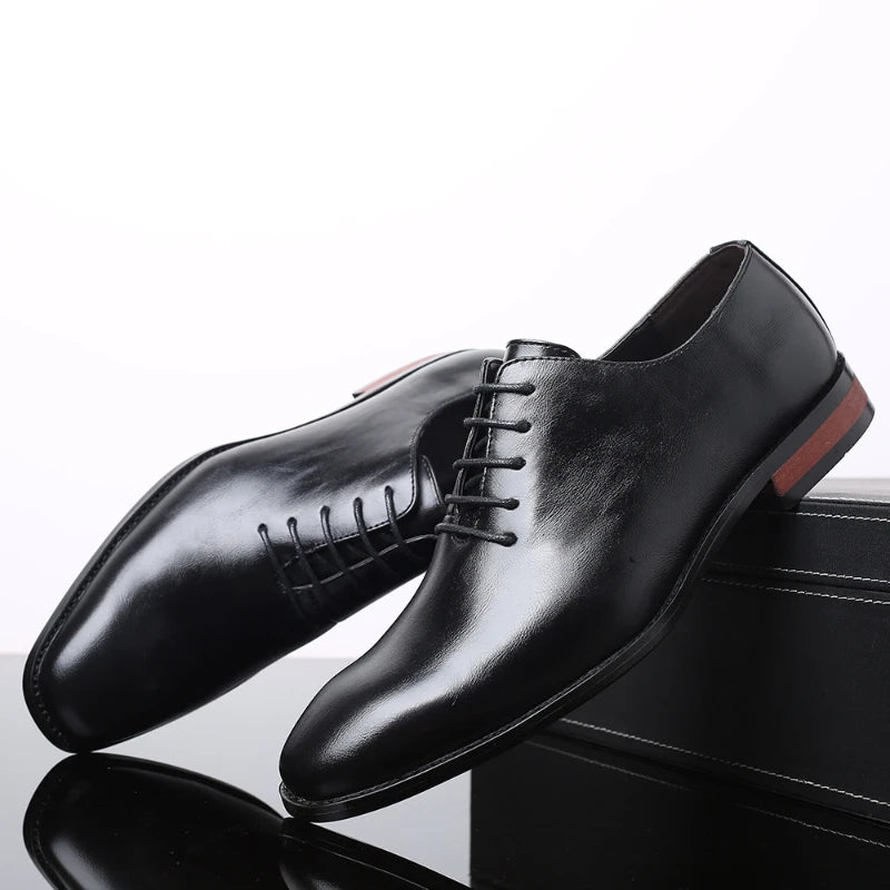 Mens Black Leather Oxford Shoes Lace Up Formal Dress Comfortable Non Zpaxo