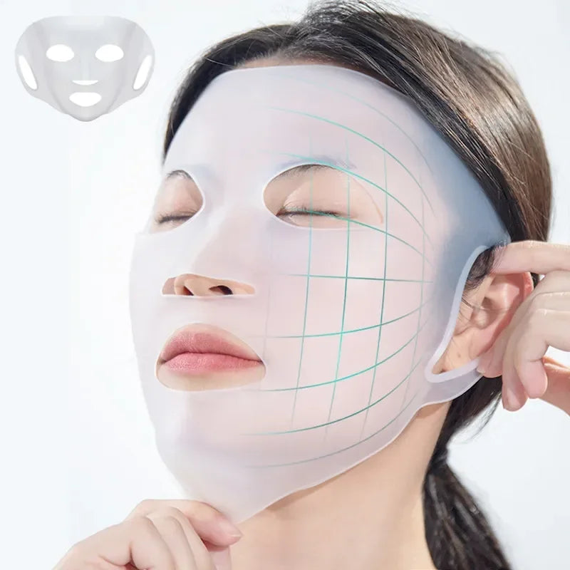 3D Silicone Mask Face Women Skin Care Tool Hanging Ear Gel Sheet