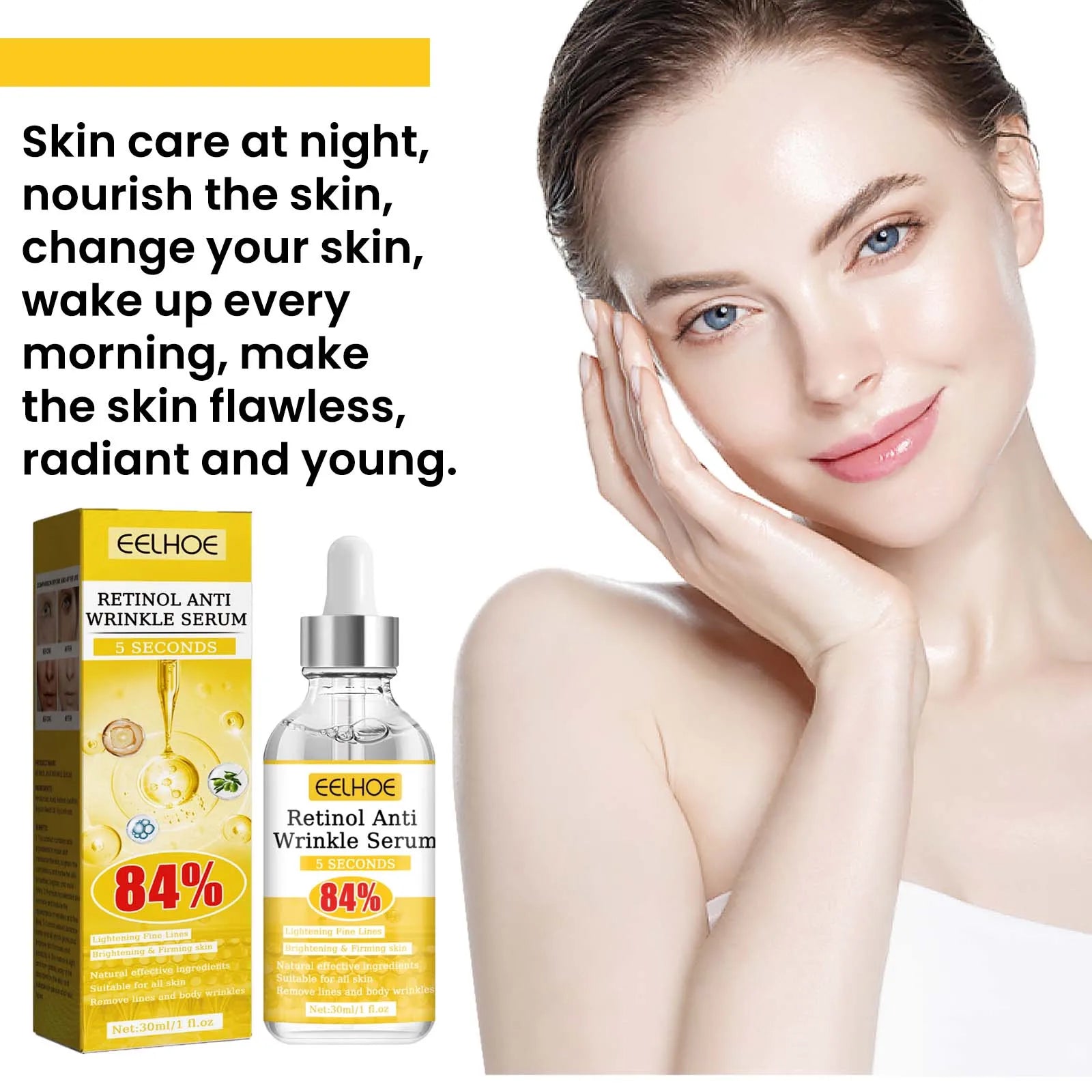 Retinol Anti-Wrinkle Serum Anti Aging Face Lifting Firming Fade Fine Lines Moisturizing Skin Care Hyaluronic Acid Facial Serum Zpaxo