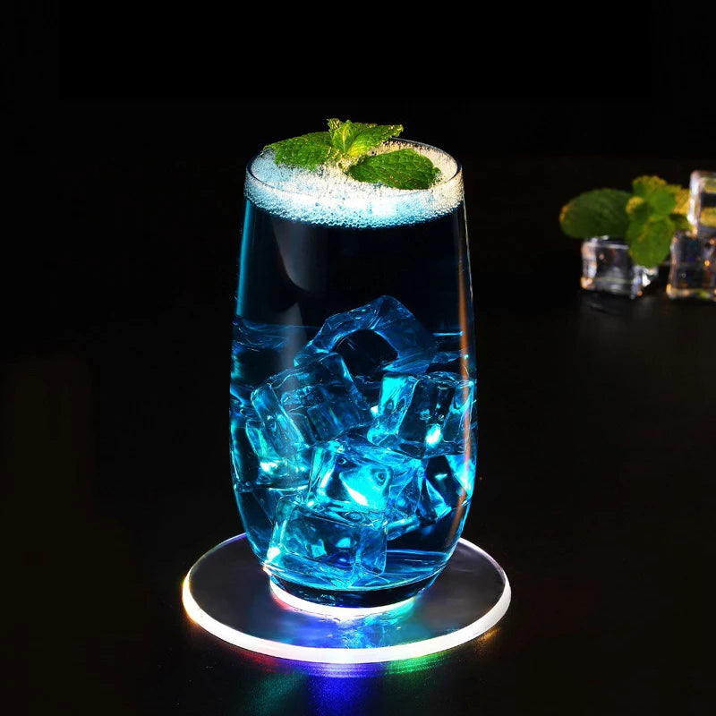 Bar Table Decoration Accessories LED Coaster Acrylic Cocktail Flash Zpaxo