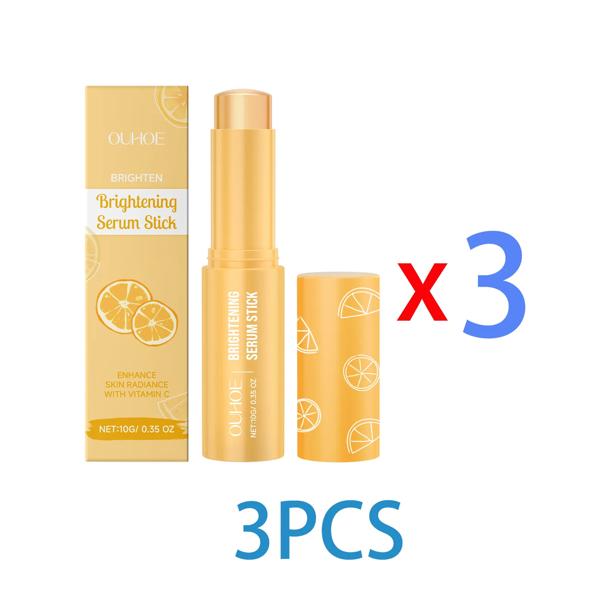 Vitamin C Brightening Essence Stick Face Hydrating Glow Boosting Moisturizer Bar Portable Illuminating Serum for Dull Skin 10g Zpaxo 3PCS
