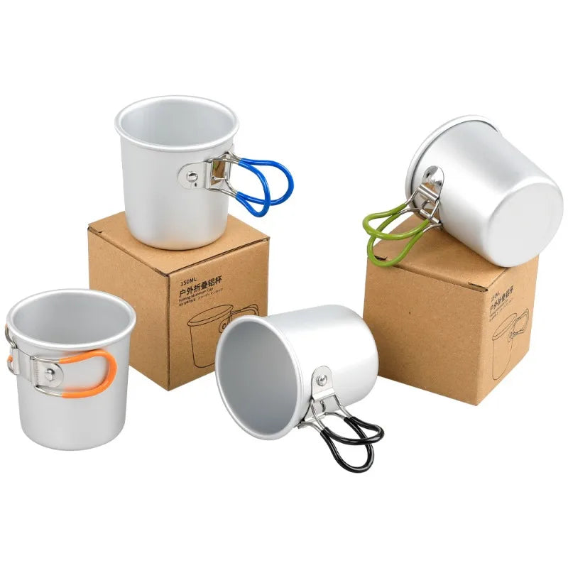 Hot 150ml Outdoor Camping Folding Aluminum Cup, Portable Coffee Mug, Aluminum Alloy Beer Cup, Camping Tea Cup Zpaxo