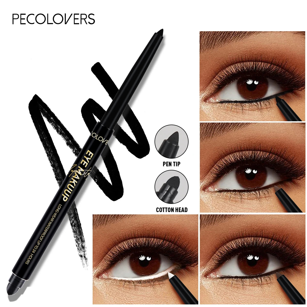 Waterproof Sweatproof Black Eyeliner Pencils Long Lasting Stain-proof