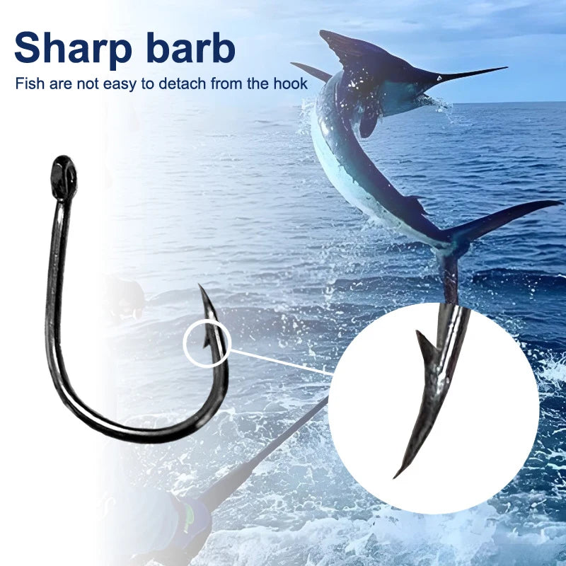 Silver Round Fishhook Sharp Strong 3 12 Jig Barbed Pesca Sea Fishing Zpaxo