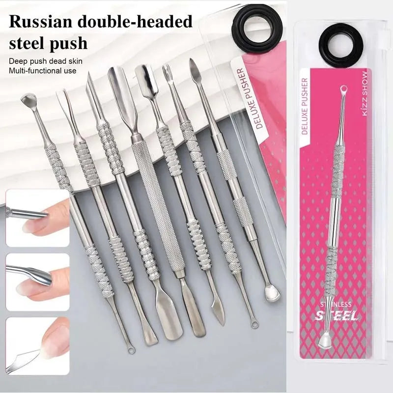 Nail Circle Beveled Head Cuticle Pusher Stainless Steel Art Sanding