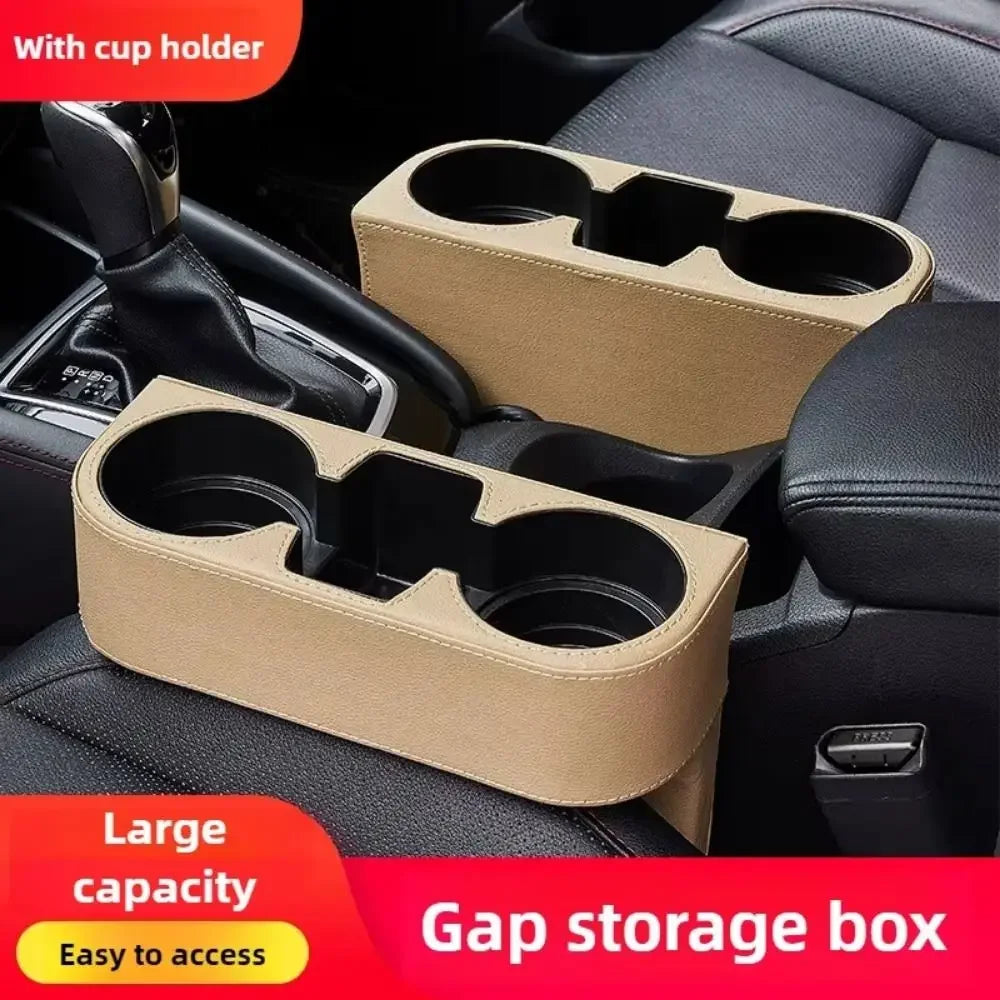 PU Leather Car Cup Holder Portable Slotted Seat Gap Organizer Tray Zpaxo