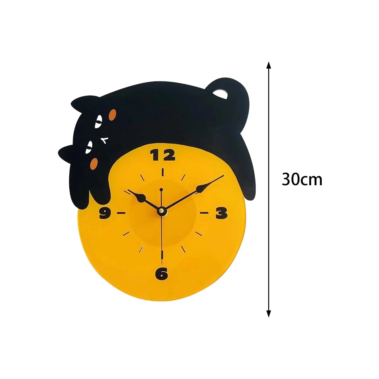 Cat Wall Clock Cute Black Arabic Numbers Housewarming Non Ticking Analog Clock for Bathroom Home Dining Room Kitchen School Zpaxo