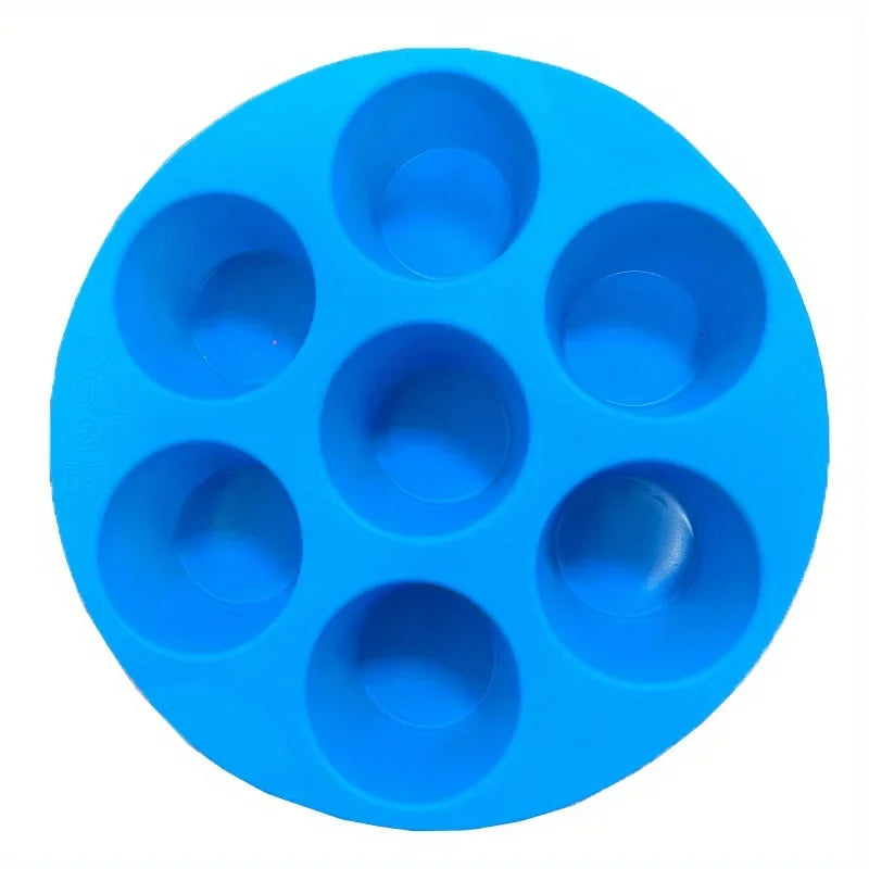 2026 New Silicone Egg Bite Molds for Air Fryer - 7-Cavity Non-Stick Muffin Pan for Cupcakes/Quiches/Tarts - Dishwasher Safe Pans Zpaxo Blue