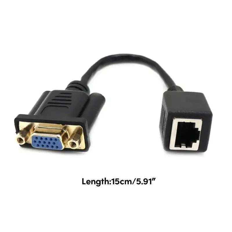 652F 15pin Adapters Cord VGA Female/Male to RJ45 Female Cat5/Cat6 Ethnernet Cable Zpaxo