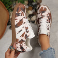 Women's Spring Autumn Round Toe Comfortable Lace Vintage Shallow Zpaxo Brown 43