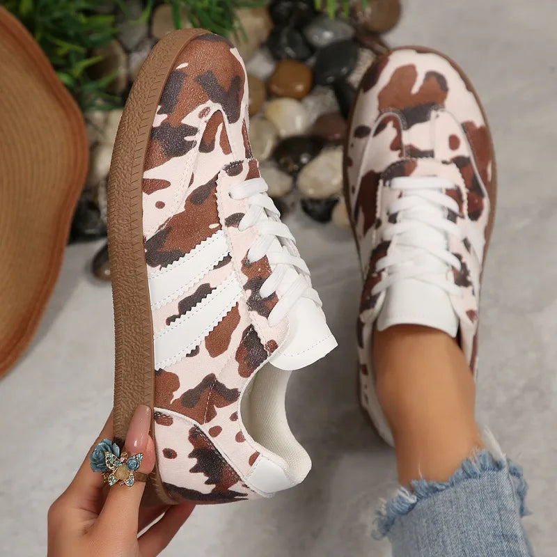 Women's Spring Autumn Round Toe Comfortable Lace Vintage Shallow Zpaxo Brown 43