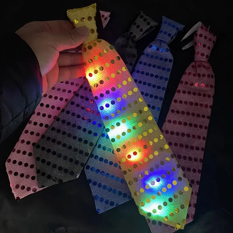 LED Light Up Sequin Necktie Mens Bow Ties Tie Club Party Women