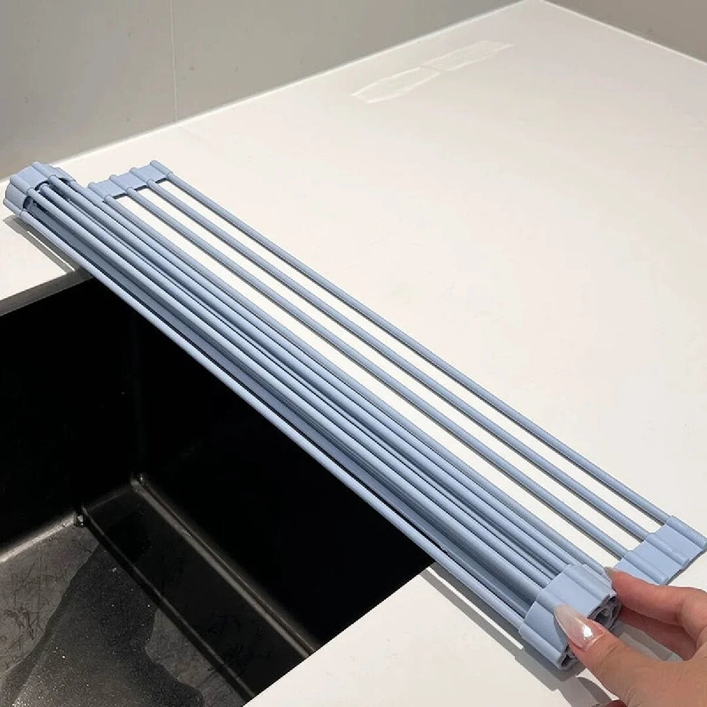 Silicone Kitchen Sink Drain Rack Foldable Roll Up Dish Drying Rack Over The Sink Filter Grid Drain Basket Countertop Draining Ma Zpaxo