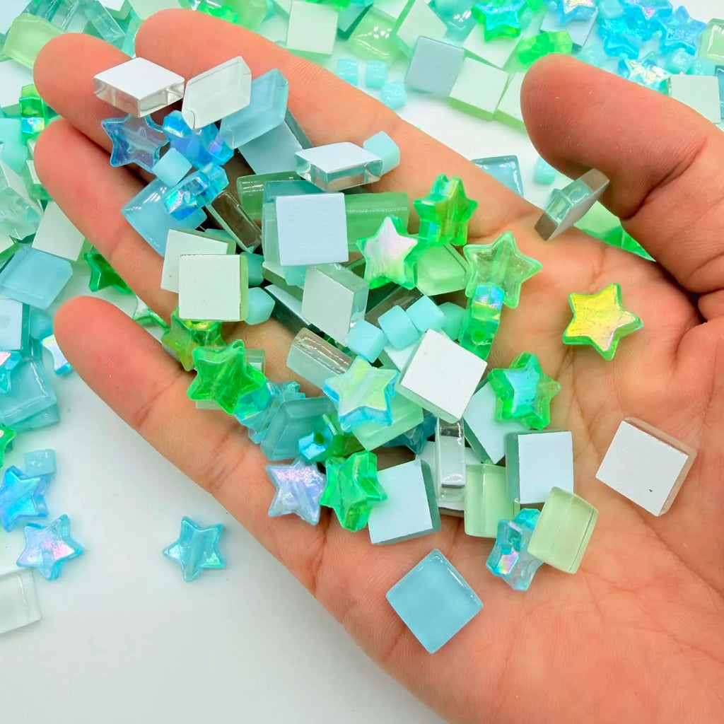 Colorful Crystal Mosaic Tiles Squares Stained Glass for Crafts DIY Frames Handmade Jewelry Coasters Art Material Decoration Zpaxo