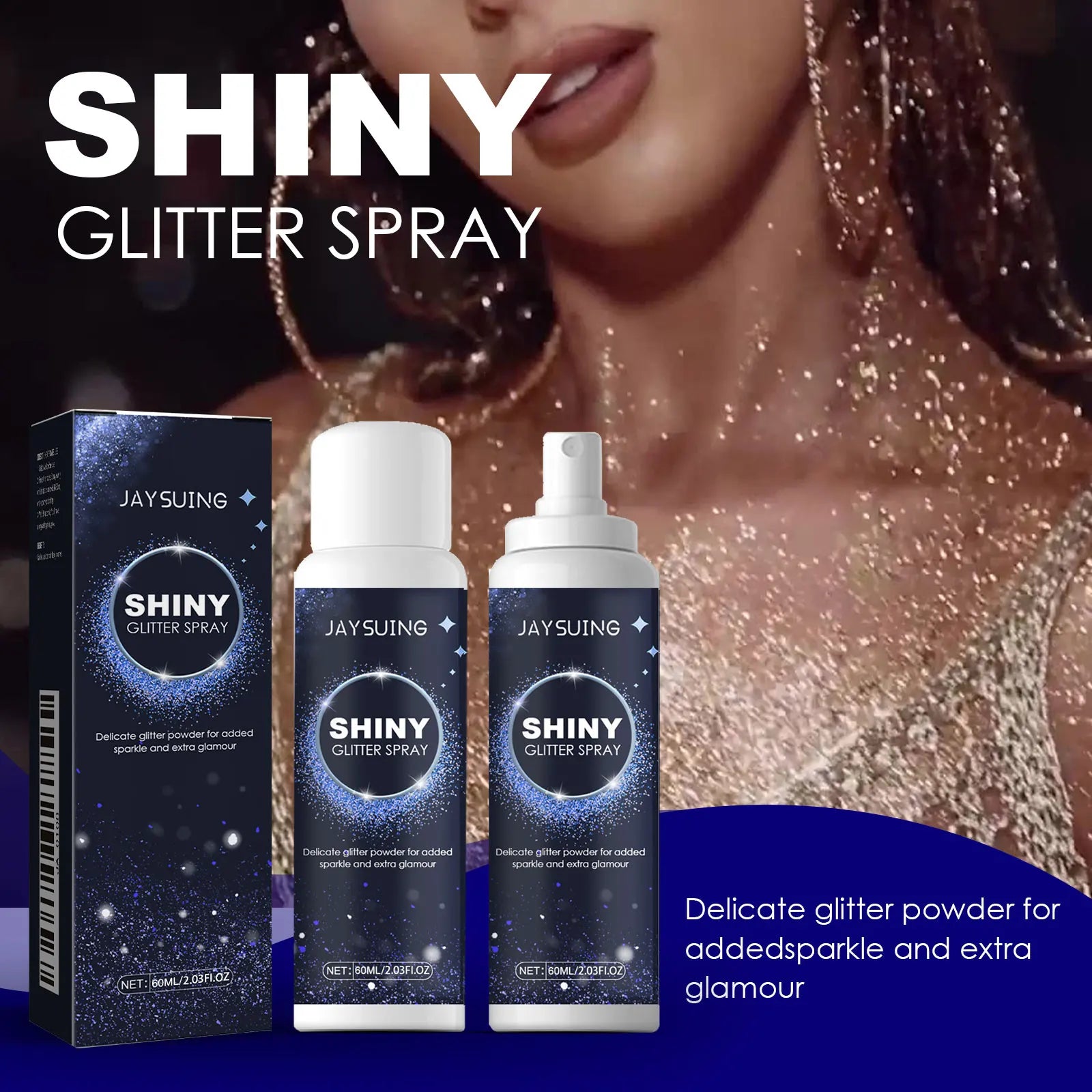 Hoygi Silver Glitter Spray for Hair, Face & Body | Holographic Body Glitter Spray Zpaxo