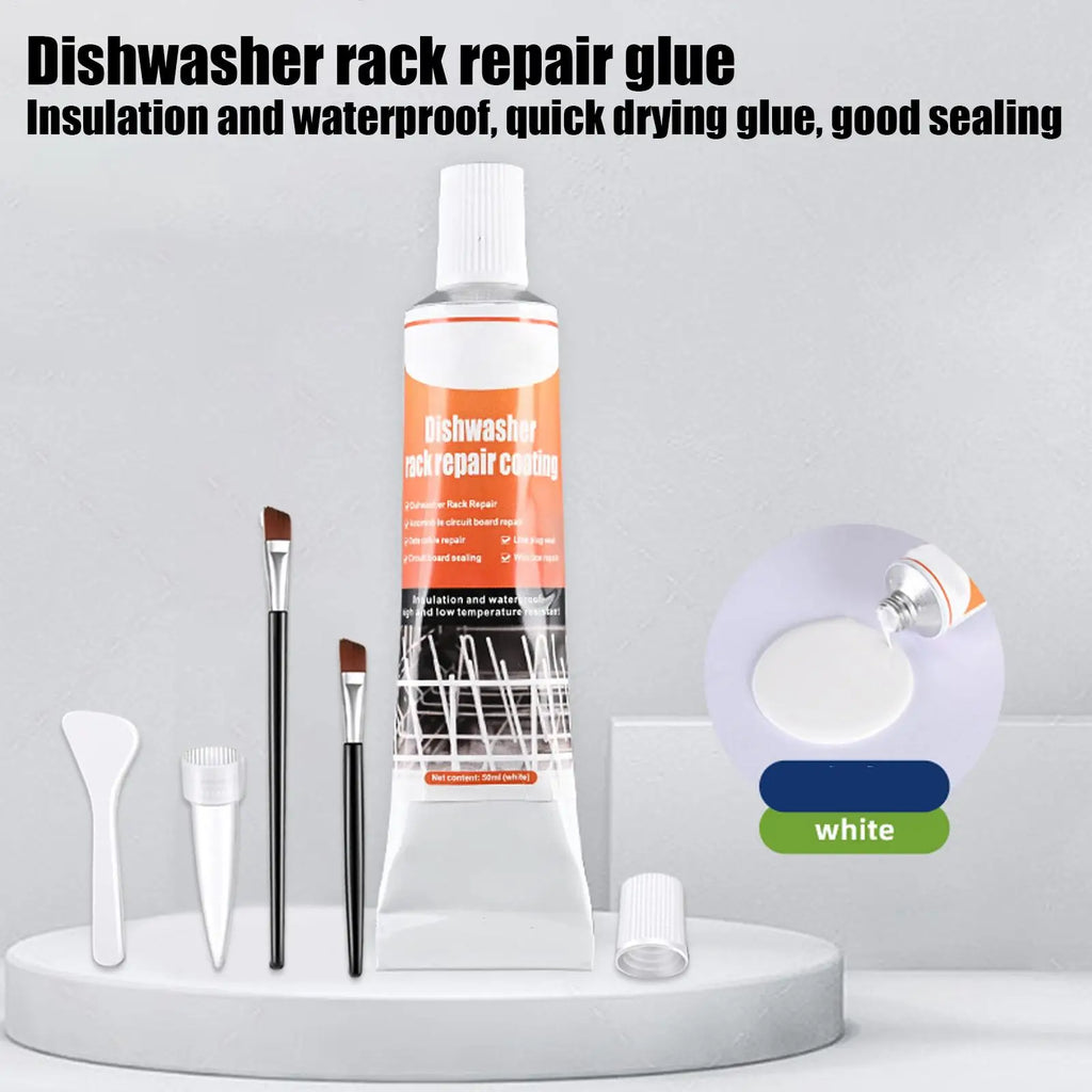 Dishwasher Basket Repair Kit 50ml Coating Long-Lasting Gel with 2 Brushes Dishwasher Rack Repair Adhesive for Kitchen Home Ovens Zpaxo