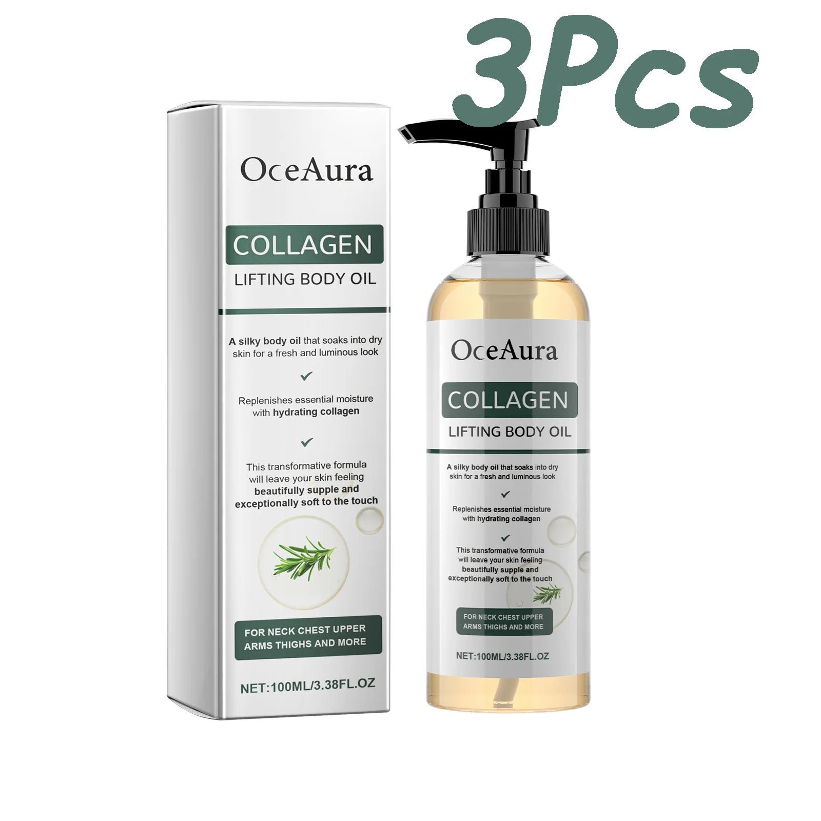 OceAura Collagen Lifting Body Oil – Firming & Hydrating 100ml Firming Body Oil Zpaxo 300ml Boxed