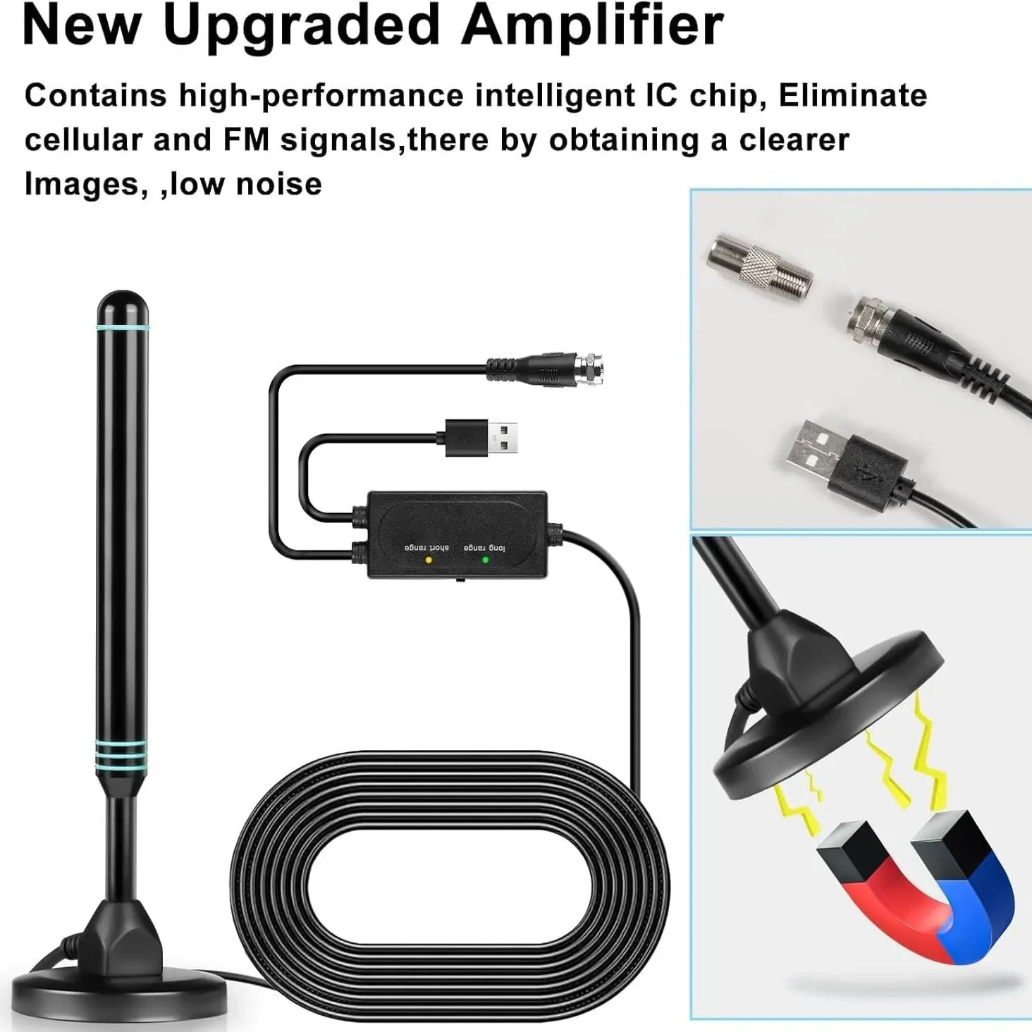 Explosions High-Definition Digital TV Antenna with Adjustable Universal Amplifier Indoor Outdoor Switch UHF TV Antenna Zpaxo