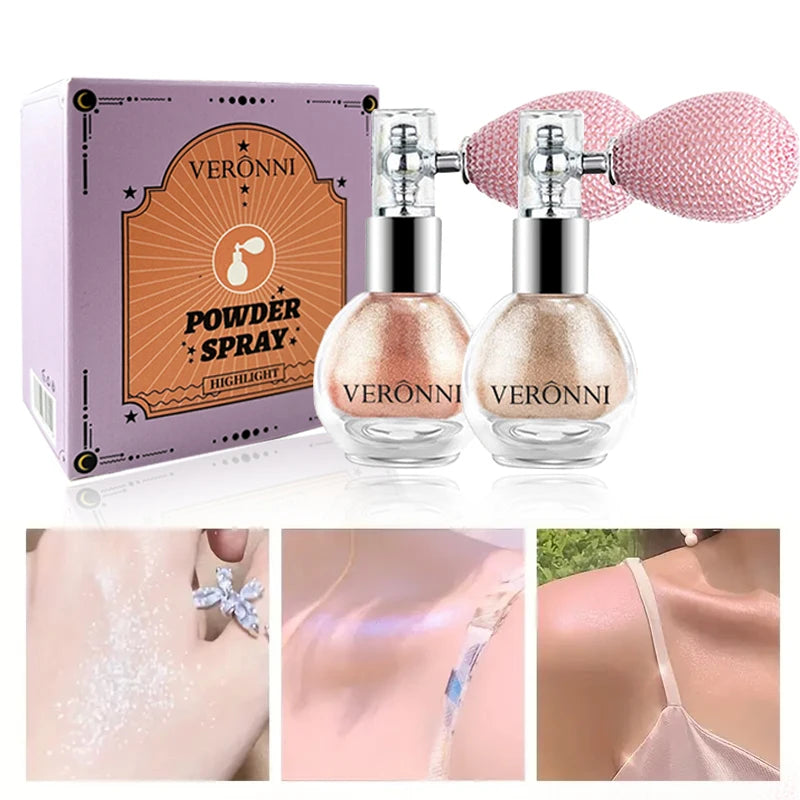 Highlighter Powder Spray Longwear sparkle fairy powder High Gloss Glitter Spray Body Bronzer For Face Body Makeup Cosmetics Zpaxo