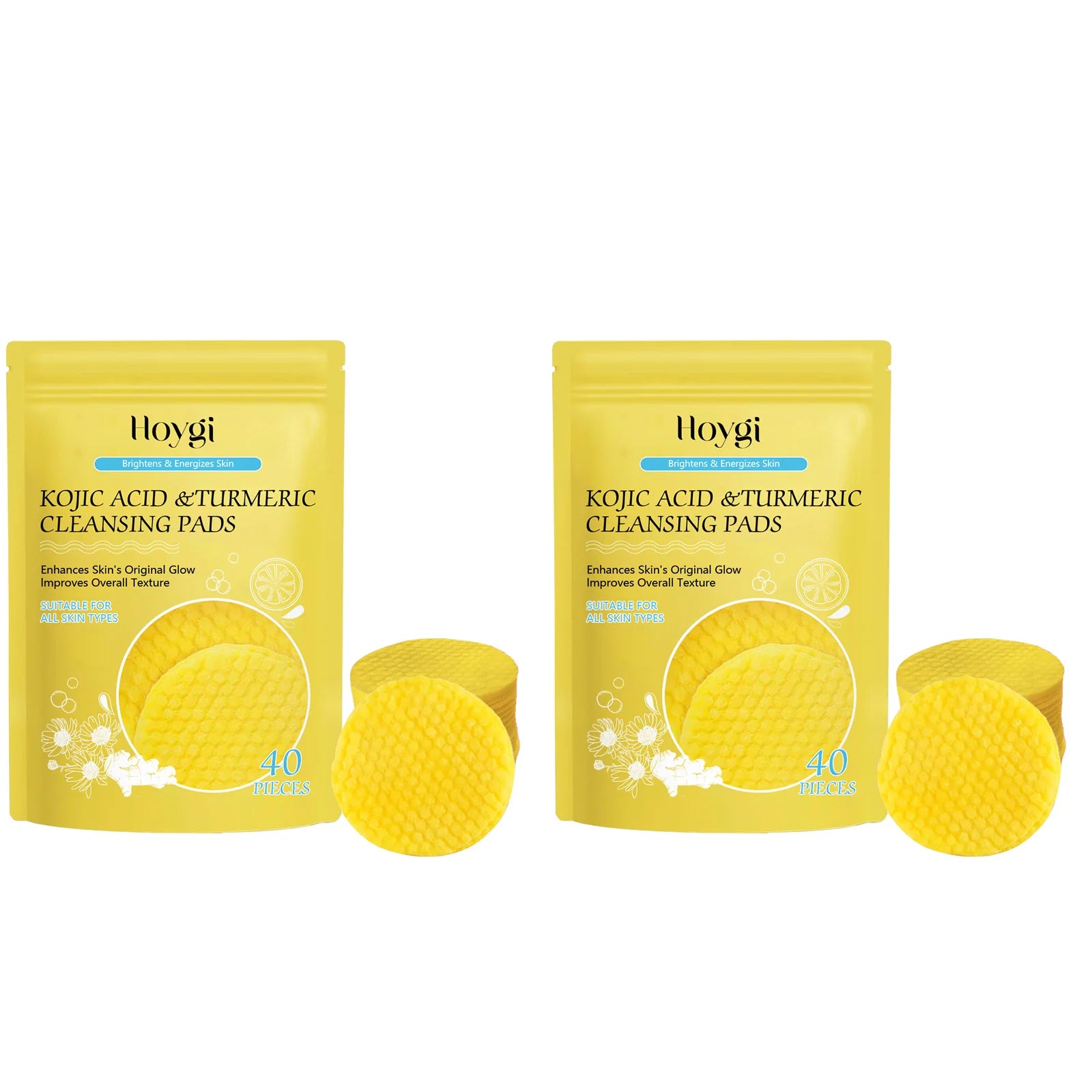Turmeric Kojic Acid Cleansing Pads – Exfoliator & Pore Cleanser Facial Cleansing Pads Zpaxo 2 x 40Pcs Boxed