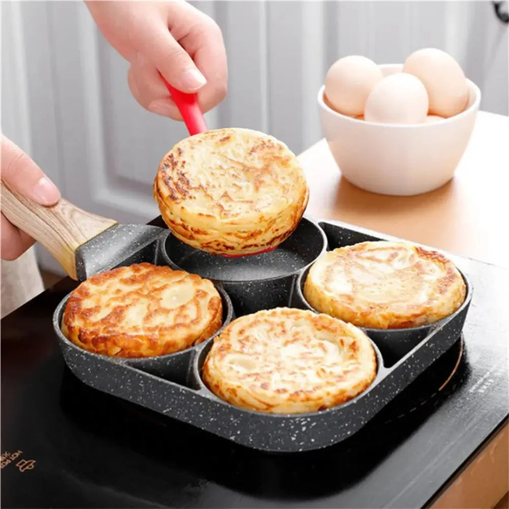 4 Hole Thickened Nonstick Egg Omelette Grilled Steak Cooking Pan Hamburger Bread Breakfast Maker Induction Cookware Omelet Pan Zpaxo