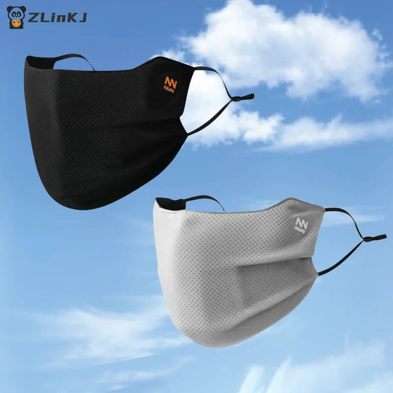 ▶1Pc Sun Protection Face Mask For Men Reusable Breathable UV Face Shield Solid Color Washable Face Mask Summer Cycling Face Mask Zpaxo