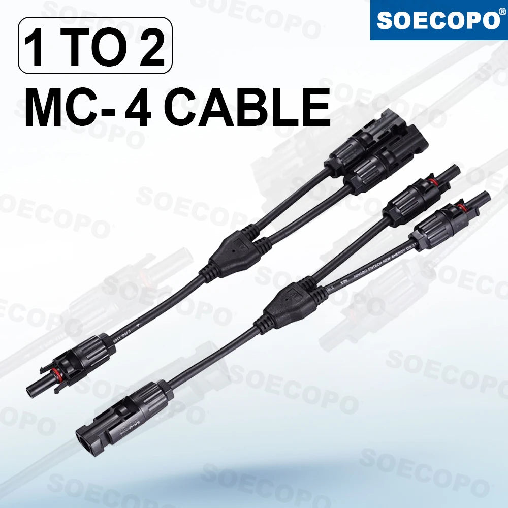 SOECOPO 1 to 2 MC - 4 Cable Branch Connector Multiple Solar Panels Connection Essential for Solar Power System Interconnection Zpaxo