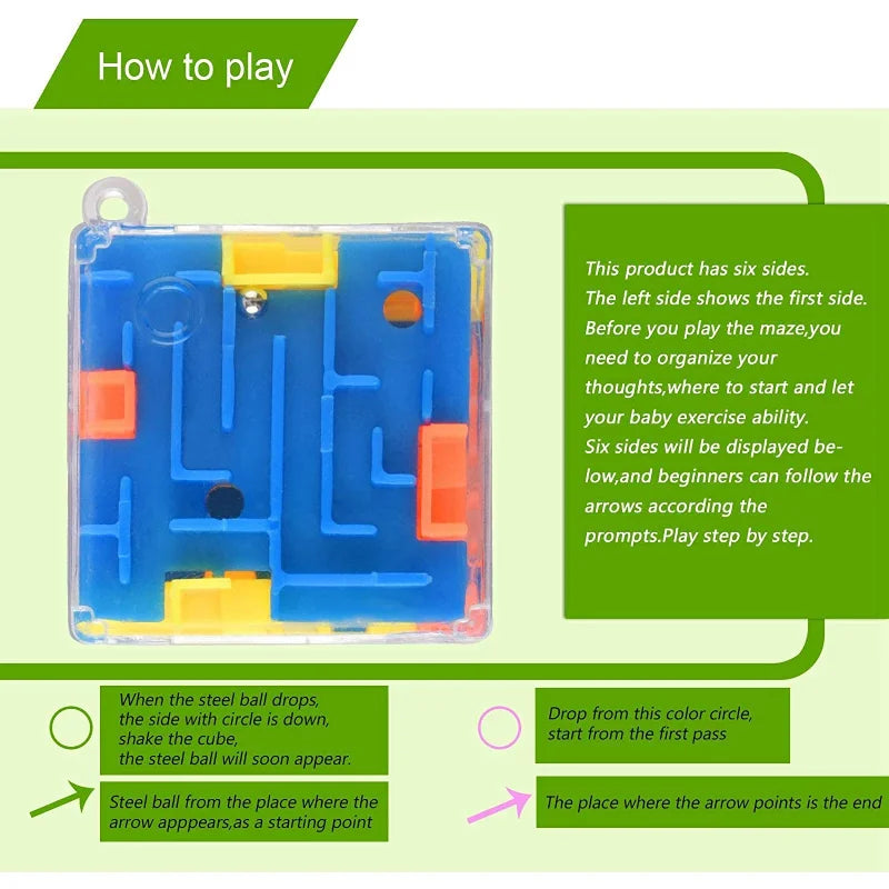 Mini 3D Maze Magic Cube Six-sided Transparent Puzzle Speed Rolling