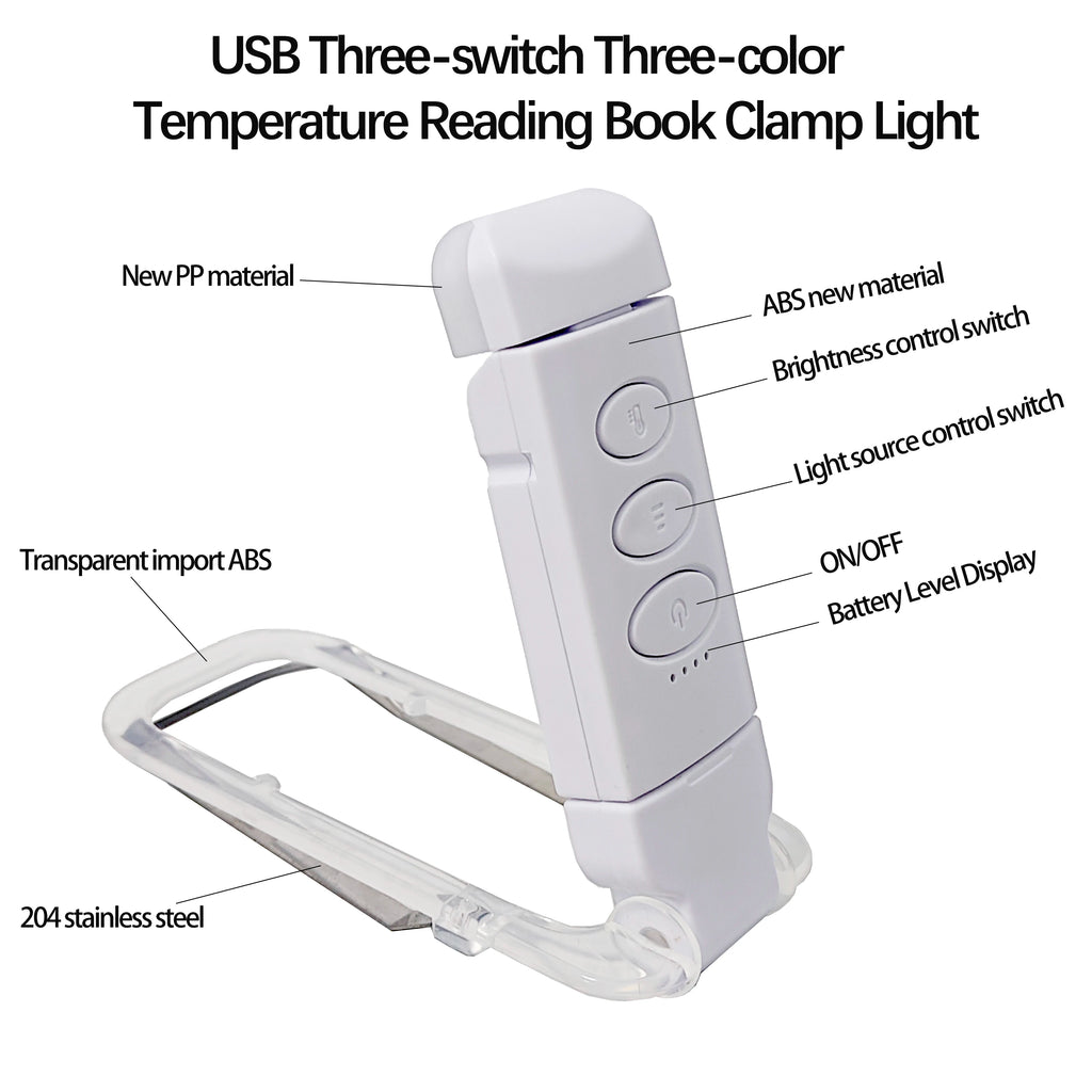 USB Rechargeable LED Book Reading Light Dimmable Night Lights Clip Zpaxo