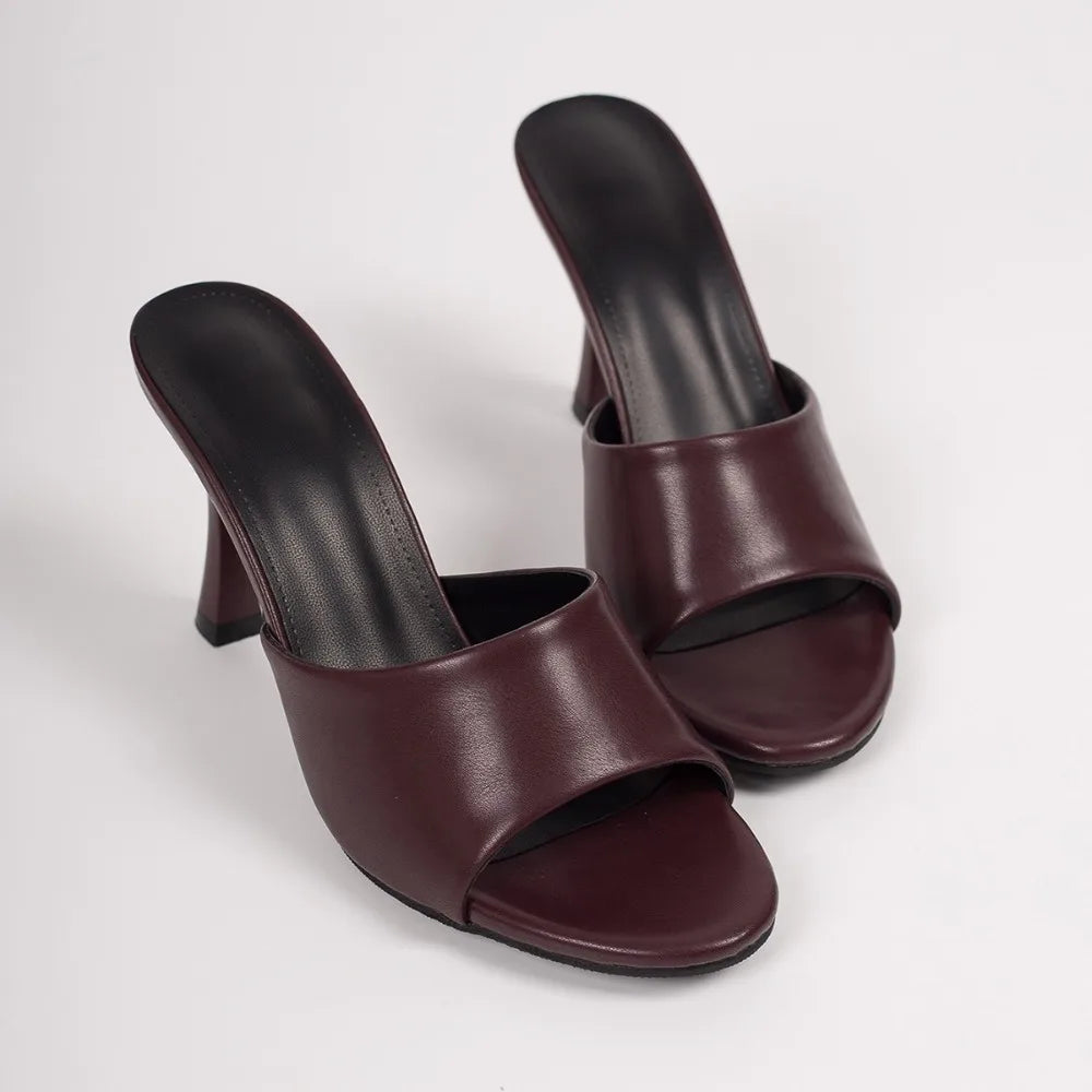 Summer Stiletto Heels Women Slippers Concise Slip Open Toe Dress