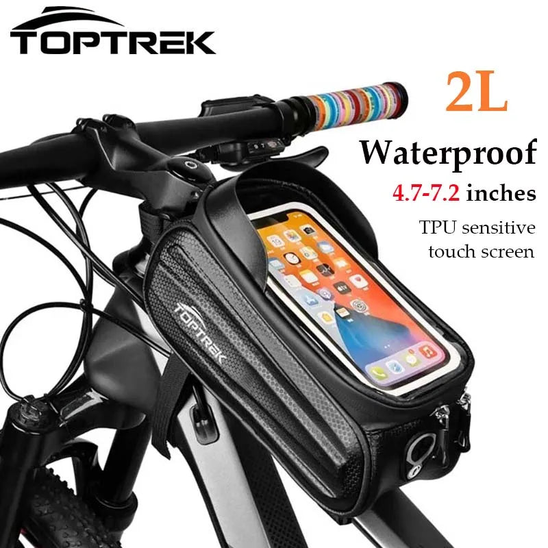 New Bike Bag Frame Front Top Tube Cycling Bag Waterproof 7.2 inch Cell Phone Case Touchscreen Bag MTB Pack Bicycle Accessories Zpaxo
