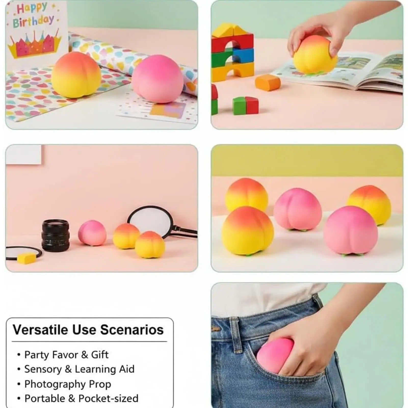 New Creative Anti Stress Peach Children's Ball Pinching Toy Gift Fidget Toy Novelty Gifts Zpaxo