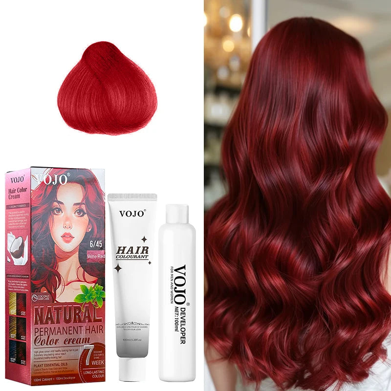 Semi-Permanent Hair Dye,100ml and 100ml Coloring Agent,Easy to Apply,Hair Coloring,Vibrant Shades,Nourishing Vegan Hair Dye Zpaxo Wine Red