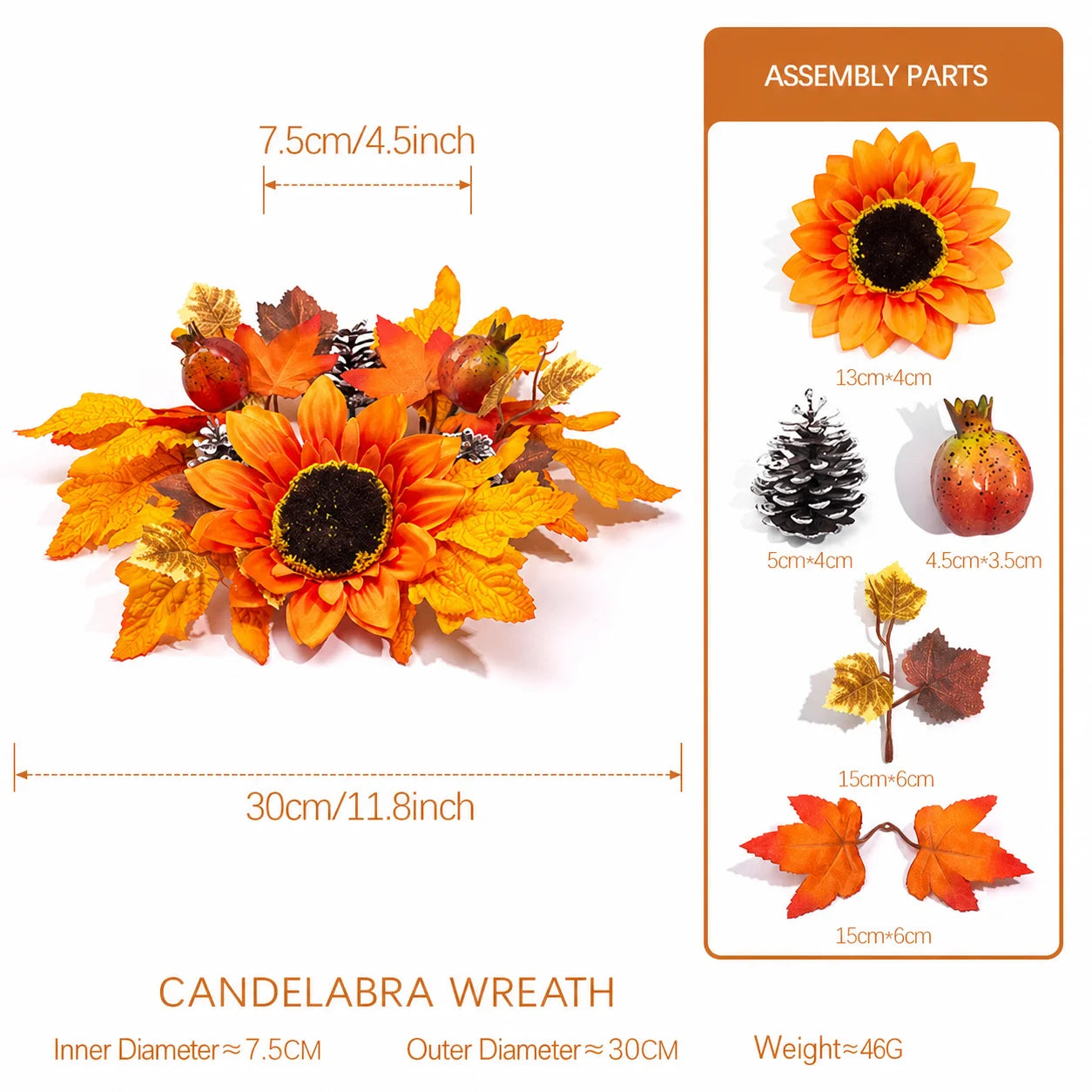 Fall Sunflower Wreath Candle Holder – Autumn Thanksgiving Decor