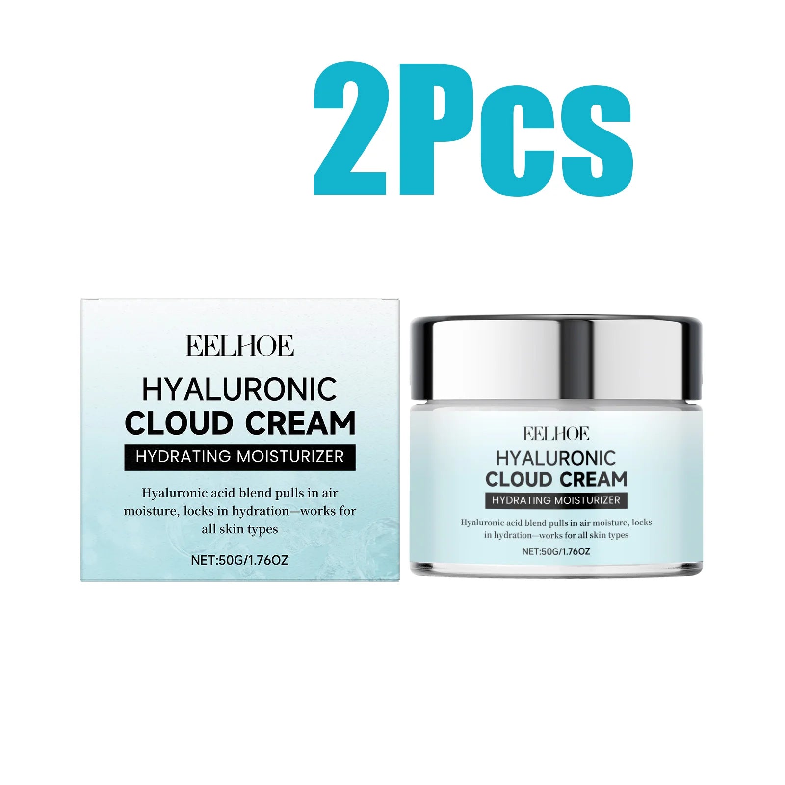 Eelhoe Hyaluronic Cloud Cream – 24H Hydrating Face Primer Hydrating Face Cream Zpaxo 2 x 50g Boxed