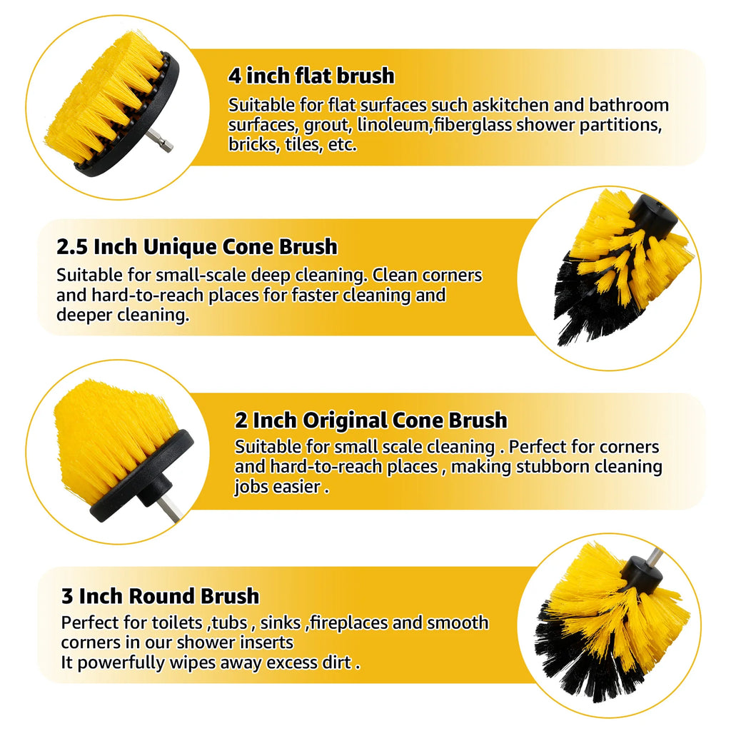 5PCS Electric Drill Brush Kit Multipurpose Power Cleaning Attachment Set Scrub Brush/Microfiber Cloth with Connecting Nylon Tile Zpaxo