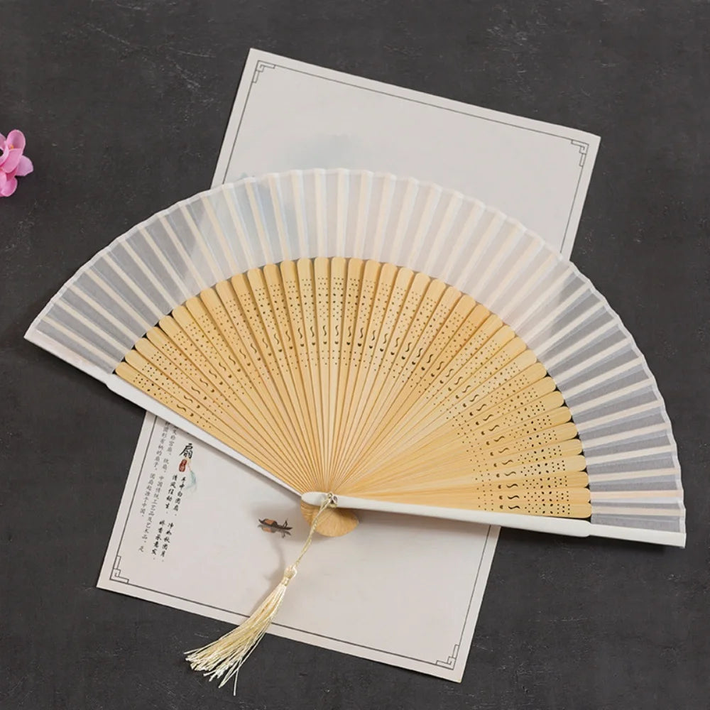 Chinese Silk Bamboo Folding Fan with Tassel – Dance & Décor