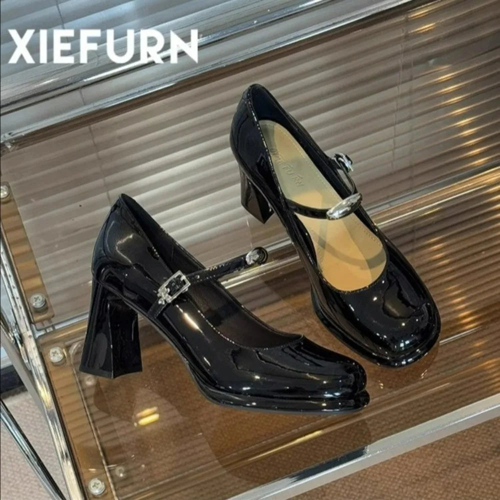 Designer Thick Heel Women Mary Jane Shoes Fashion Shallow Ladies