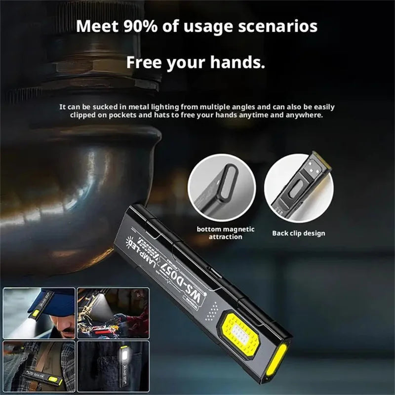 Mini Rechargeable EDC Keychain Flashlight LED+COB Magnet & Clip