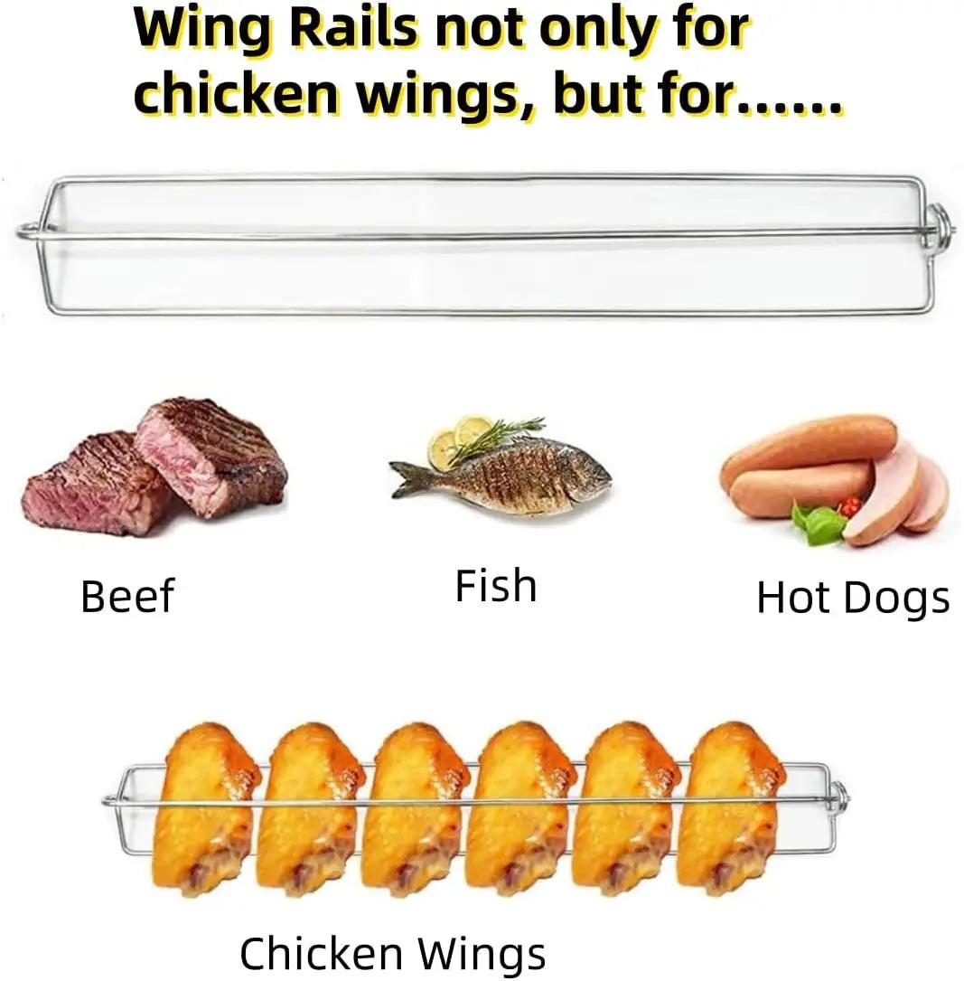 8-Pc Chicken Wing Grill Rails & Silicone Brush – BBQ Clamp Set