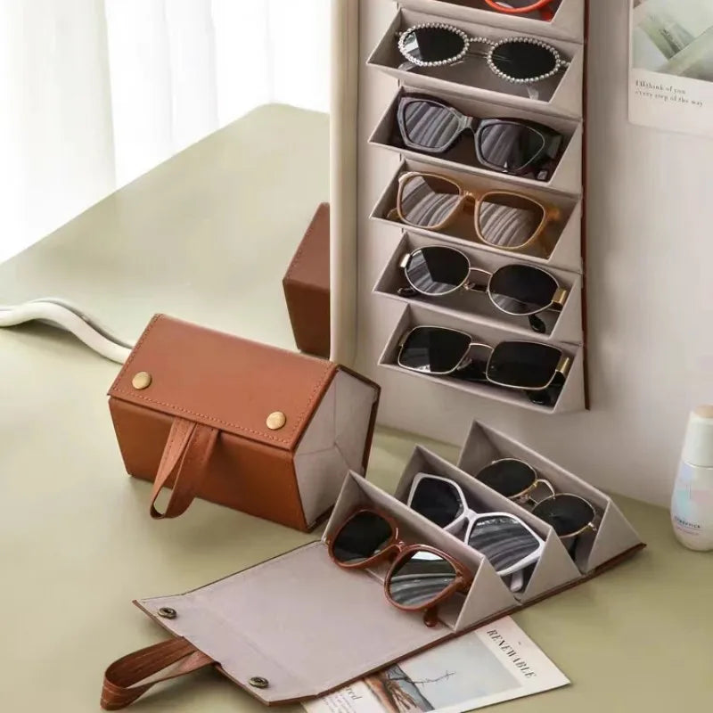 2/3/4/5/6 Grids Sunglasses Organizer Travel Organizers Accessories Storage Box for Glasses Portable FoldableWall Hanging Case Zpaxo 6 Grids As shown
