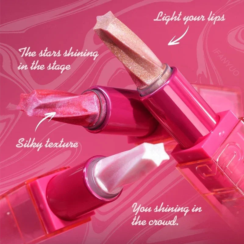 Pearlescent Glitter Lipstick Fine Shimmer Shiny Lip Blam Waterproof Long Lasting Moisturizing Lip Tint Pink Sexy Lips Makeup Zpaxo