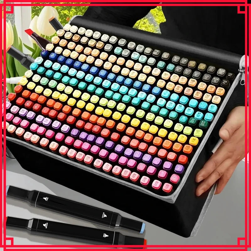24-168Colors Dual Tip Art Markers Set, Alcohol Markers for Adult Students, Professional Sketch Pens for Drawing/Sketching/Manga Zpaxo