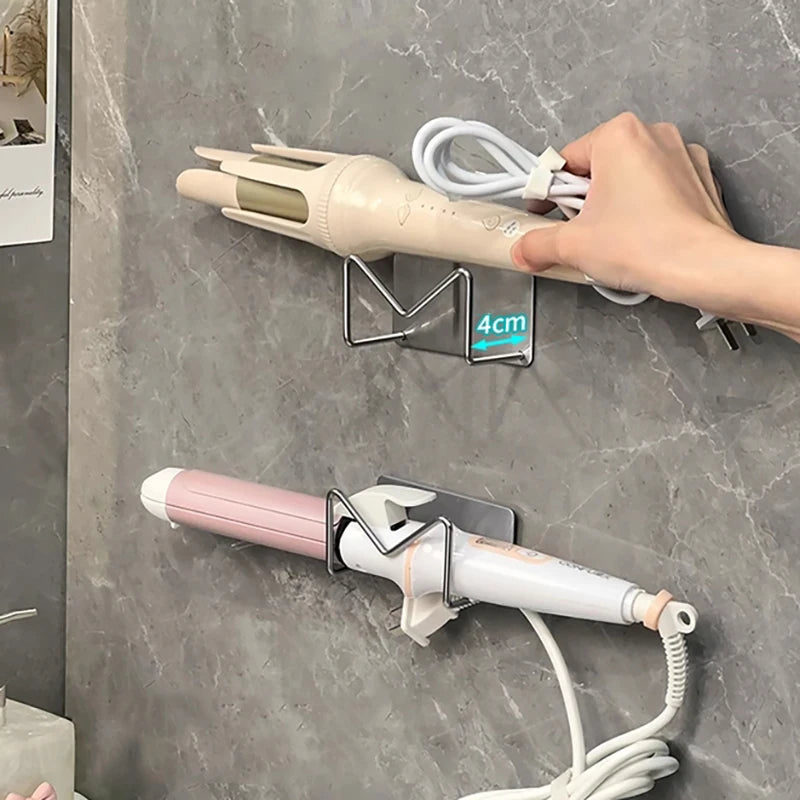 Stainless Steel Hair Dryer Holder Wall Mounted Curler Straightener