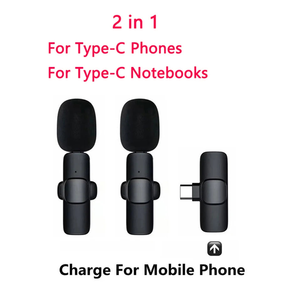 Dual Wireless Lavalier Mic – iPhone Android & PC | AyeBeau Wireless Lavalier Mic Zpaxo 1 to 2