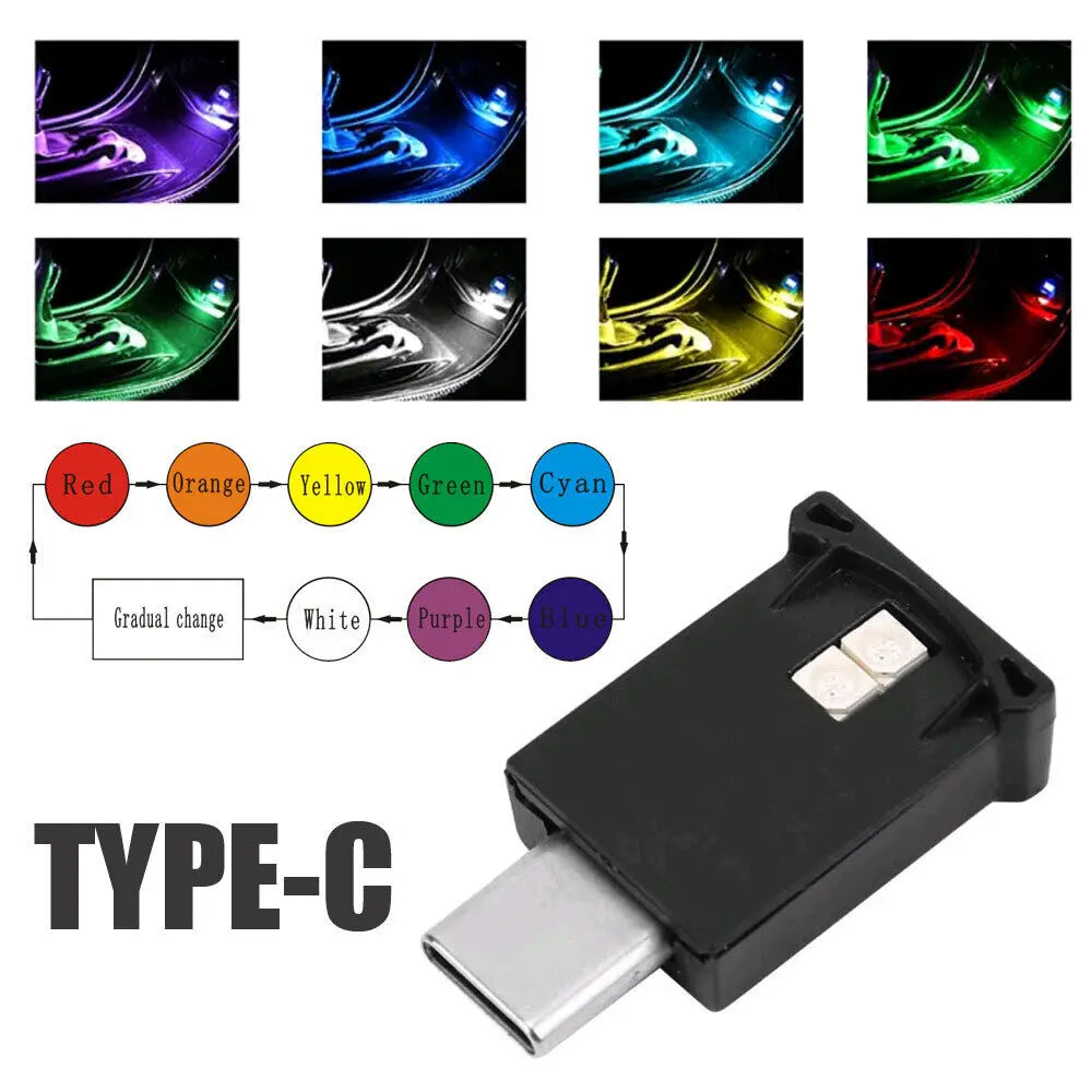 Type-c LED RGB Ambient Light Auto Interior Atmosphere Emergency Zpaxo Default Title