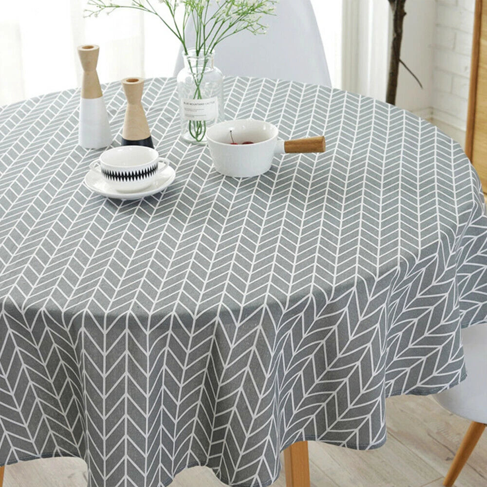 Nordic Round Tablecloths Washable Cotton Linen Dining Table Pad 100