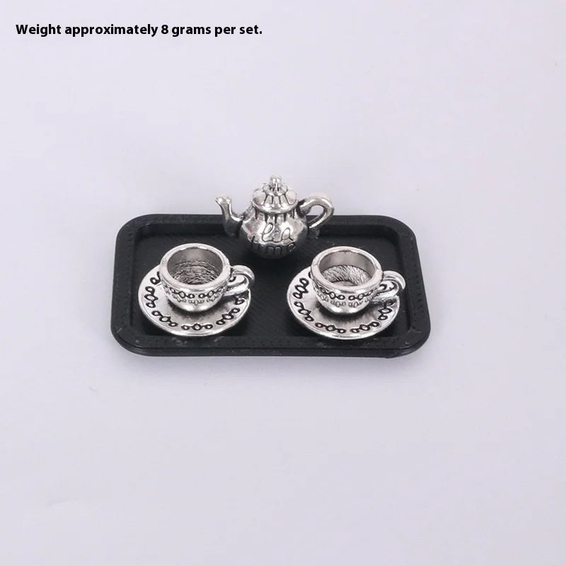 ▶4Pcs Dollhouse Handmade Miniature Tea Cup Model Simulation Micro Tea Pot Scene Ornaments DIY Decorative Accessories Zpaxo A2