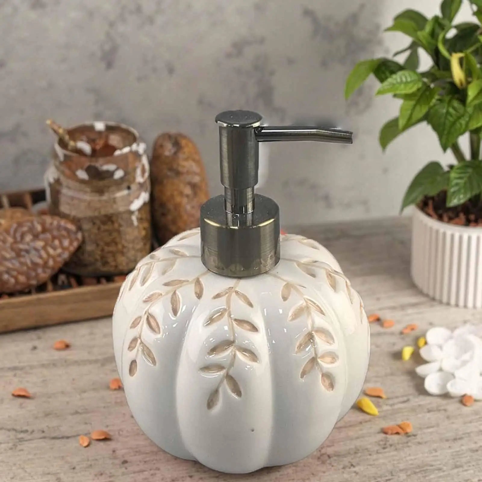 Pumpkin Soap Dispenser Kitchen Refillable Ceramic Funny Halloween
